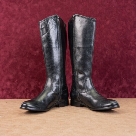 Frye Women Melissa Button Zip Black Leather Equestrian Riding Knee Boots sz 8.5 - Picture 9 of 10